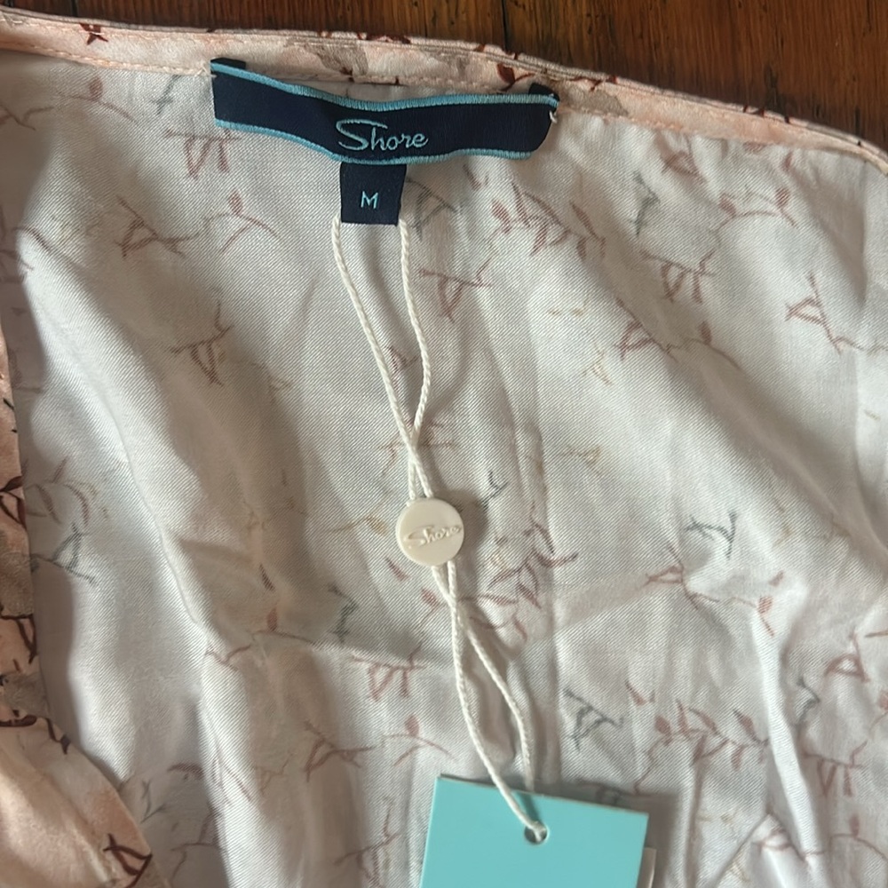 Shore Brand Malta Mini Dress Pastel Pink Floral Ruffle - Size M - Picture 5 of 6